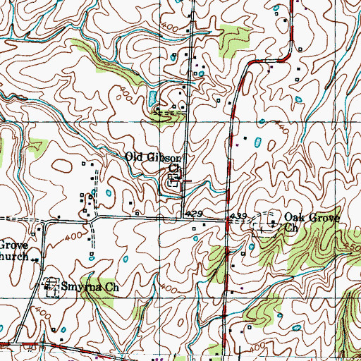 Topographic Map of Old Gibson Church, TN