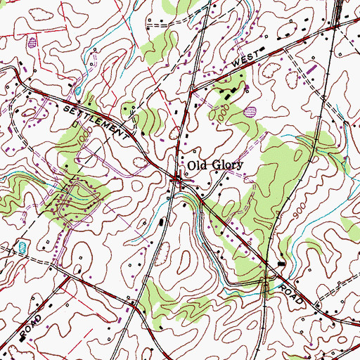 Topographic Map of Old Glory, TN
