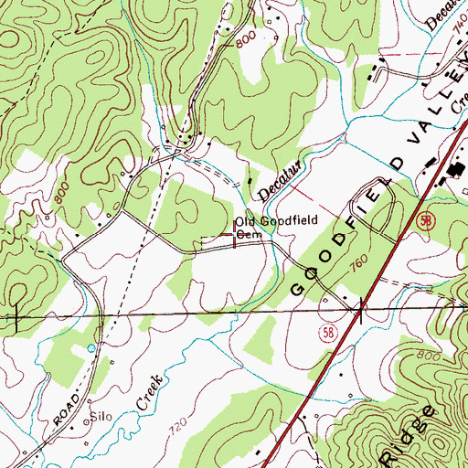 Topographic Map of Old Goodfield Cemetery, TN