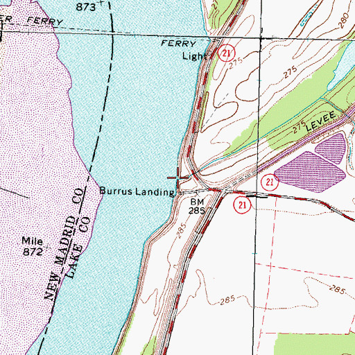 Topographic Map of Old Graveyard Slough, TN