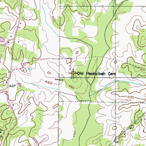 Topographic Map of Old Hephzibah Cemetery, TN