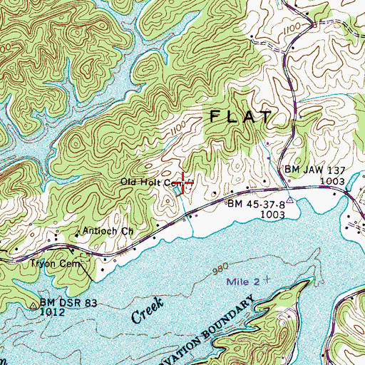 Topographic Map of Old Holt Cemetery, TN