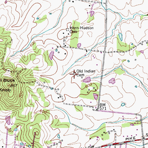 Topographic Map of Old Indian Cemetery, TN