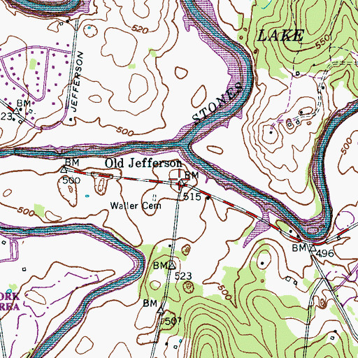 Topographic Map of Old Jefferson, TN