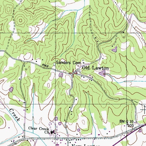 Topographic Map of Old Lawton, TN