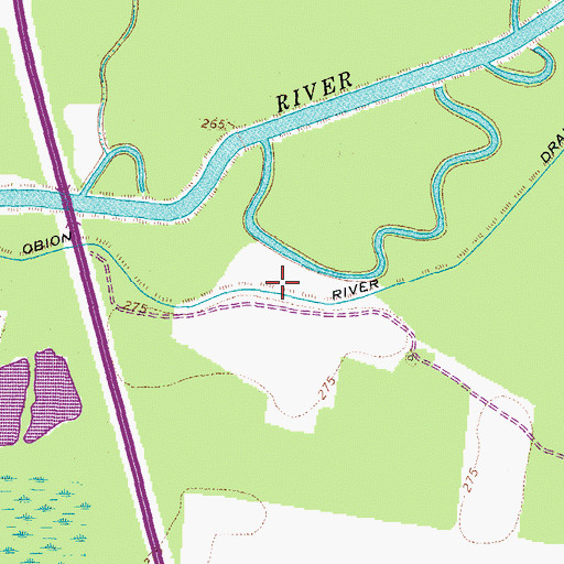 Topographic Map of Old Obion River Drainage Canal, TN