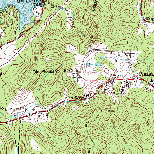 Topographic Map of Old Pleasant Hill Cemetery, TN