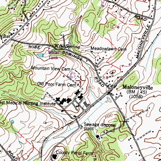 Topographic Map of Old Poor Farm Cemetery, TN