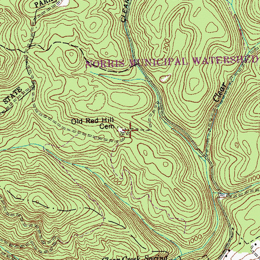 Topographic Map of Old Red Hill Cemetery, TN