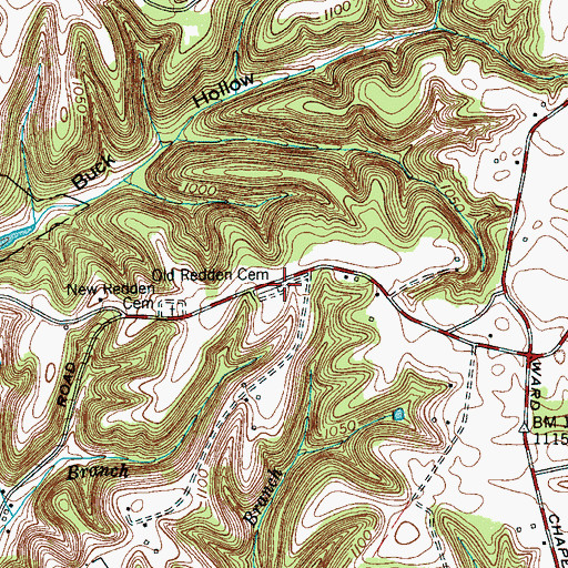 Topographic Map of Old Redden Cemetery, TN