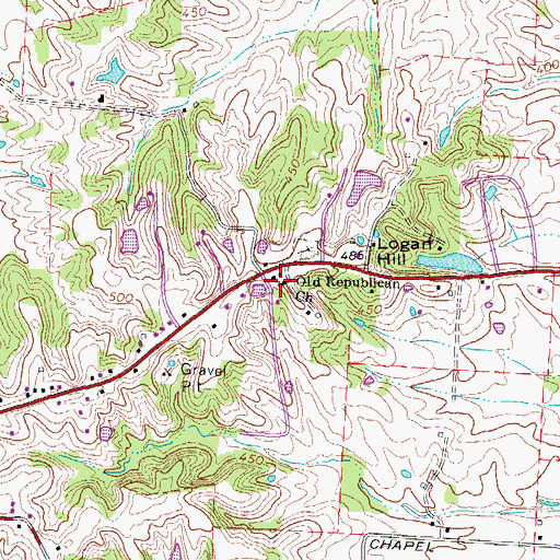 Topographic Map of Old Republican Church, TN