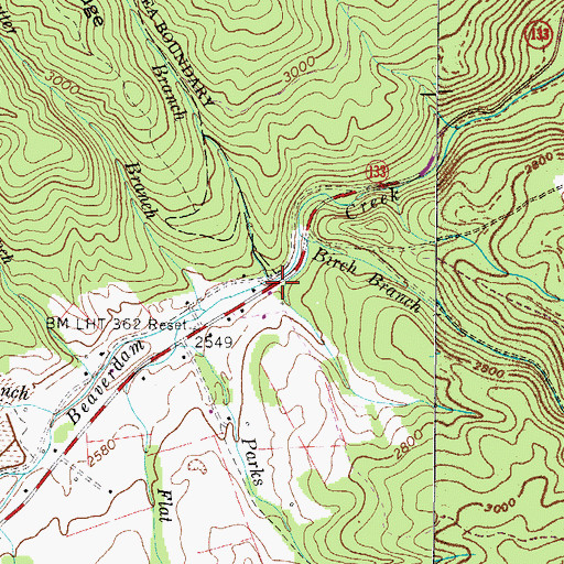 Topographic Map of Old Road Branch, TN
