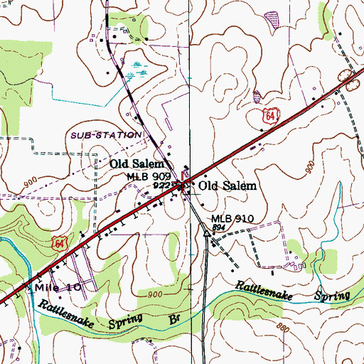 Topographic Map of Old Salem, TN