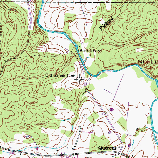 Topographic Map of Old Salem Cemetery, TN