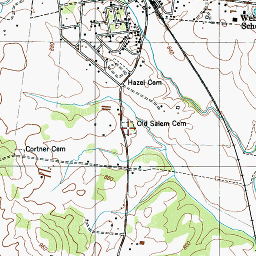 Topographic Map of Old Salem Cemetery, TN
