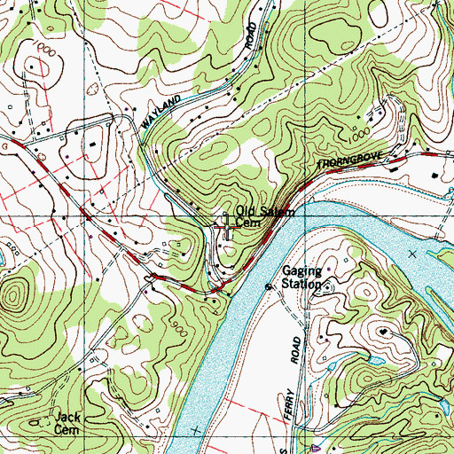 Topographic Map of Old Salem Cemetery, TN