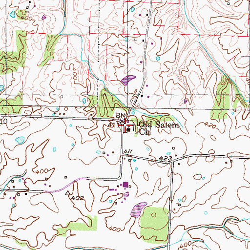 Topographic Map of Old Salem Church, TN