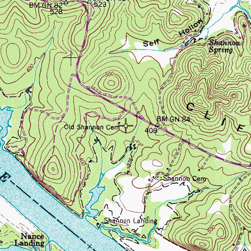 Topographic Map of Old Shannon Cemetery, TN