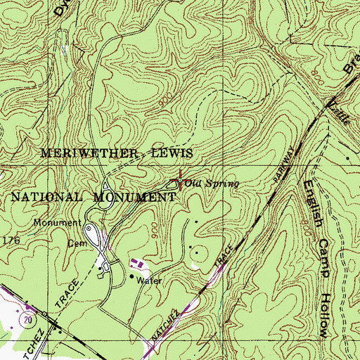 Topographic Map of Old Spring, TN