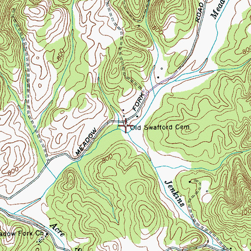 Topographic Map of Old Swafford Cemetery, TN