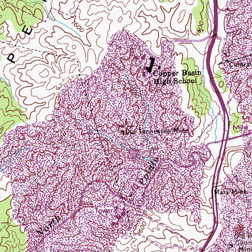 Topographic Map of Old Tennessee Mine, TN