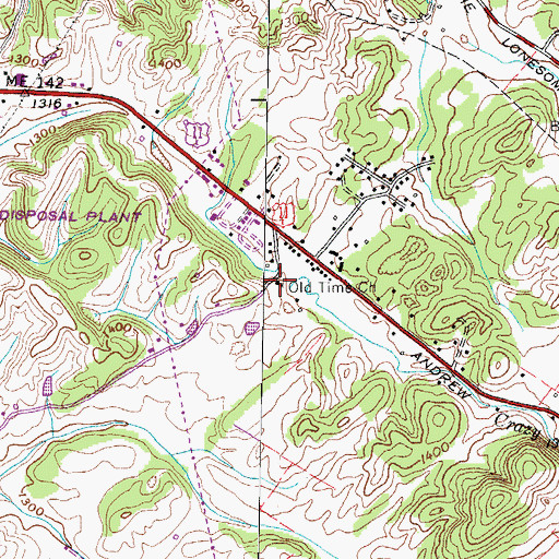 Topographic Map of Old Time Church, TN
