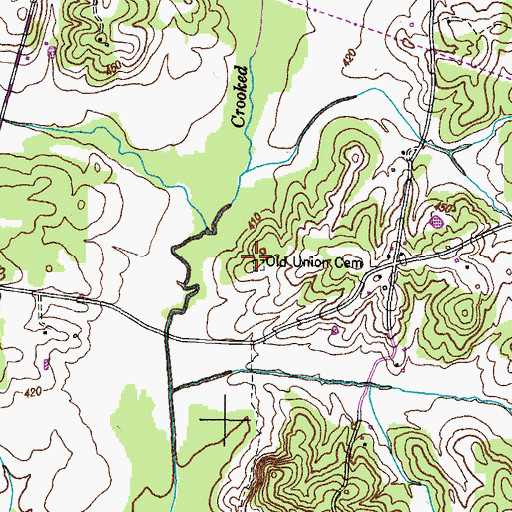 Topographic Map of Old Union Cemetery, TN