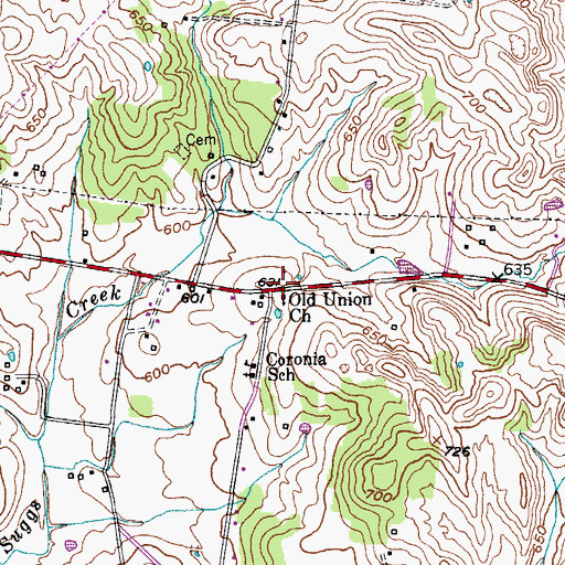 Topographic Map of Old Union Church, TN