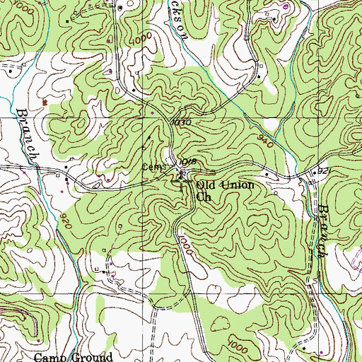 Topographic Map of Old Union Church, TN