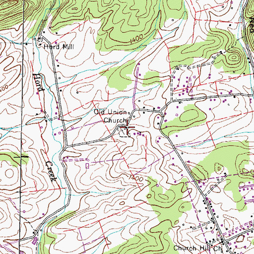 Topographic Map of Old Union Church, TN