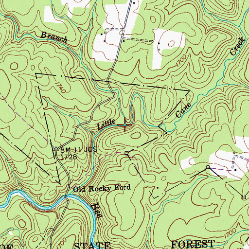 Topographic Map of Oldfield Branch, TN