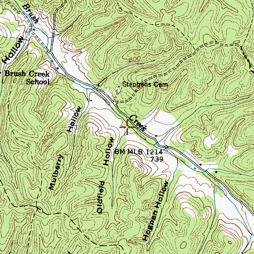 Topographic Map of Oldfield Hollow, TN