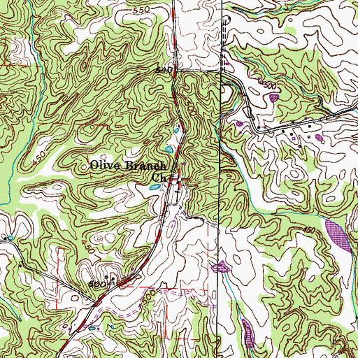 Topographic Map of Olive Branch Church, TN