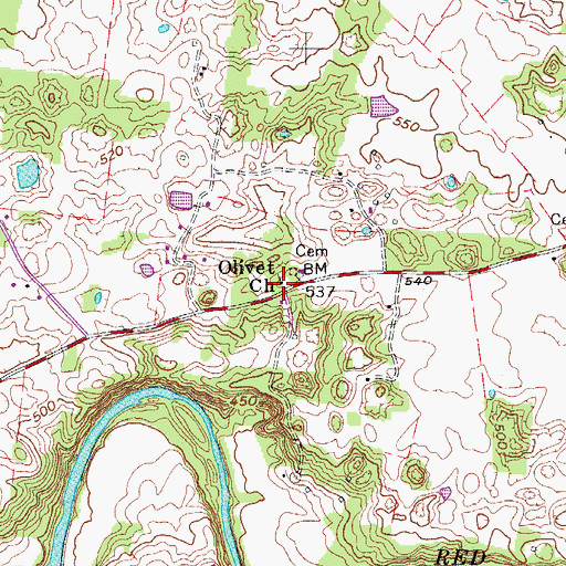 Topographic Map of Olive Church, TN