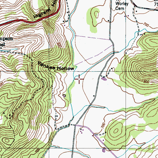 Topographic Map of Oliver Branch, TN
