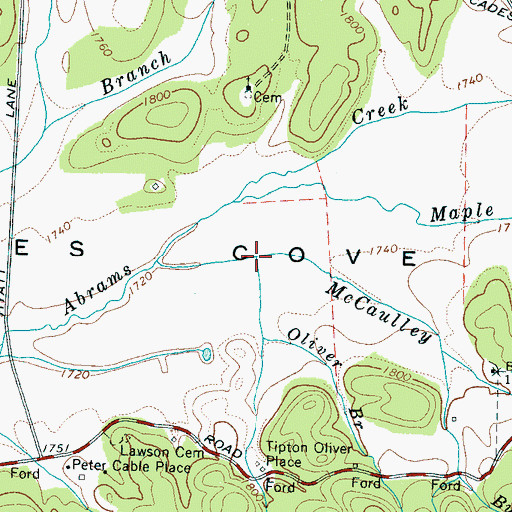Topographic Map of Oliver Branch, TN