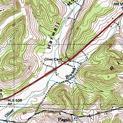 Topographic Map of Oliver Cemetery, TN