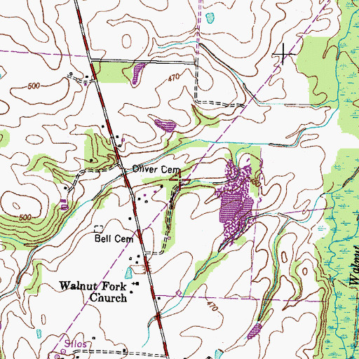 Topographic Map of Oliver Cemetery, TN