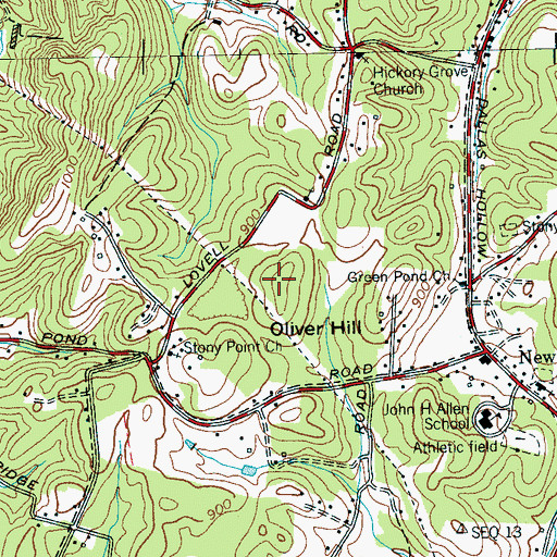 Topographic Map of Oliver Hill, TN