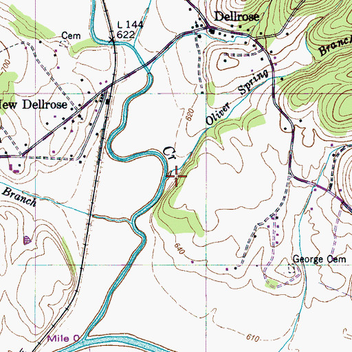 Topographic Map of Oliver Spring Branch, TN