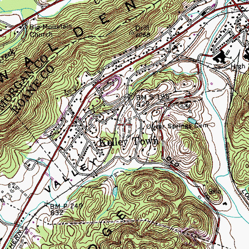 Topographic Map of Oliver Springs Cemetery, TN