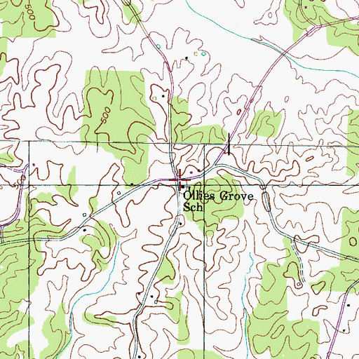 Topographic Map of Ollies Grove School, TN