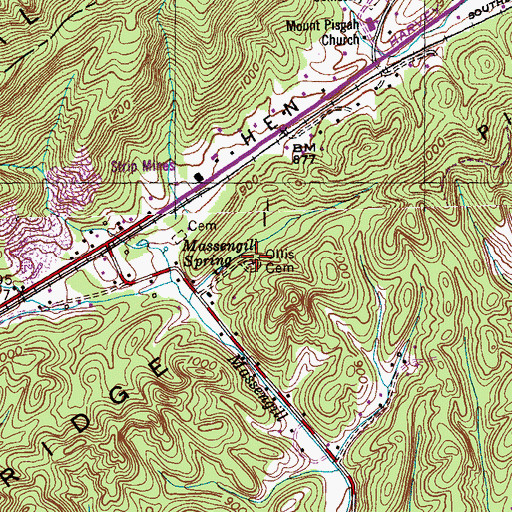 Topographic Map of Ollis Cemetery, TN
