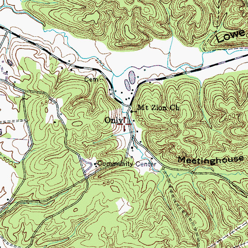 Topographic Map of Only, TN
