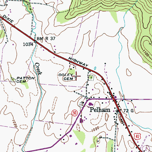 Topographic Map of Ooley Cemetery, TN