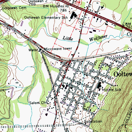 Topographic Map of Ooltewah, TN