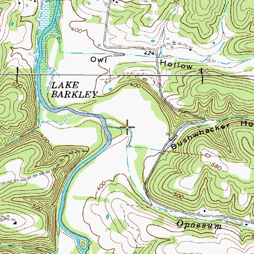 Topographic Map of Opossum Branch, TN