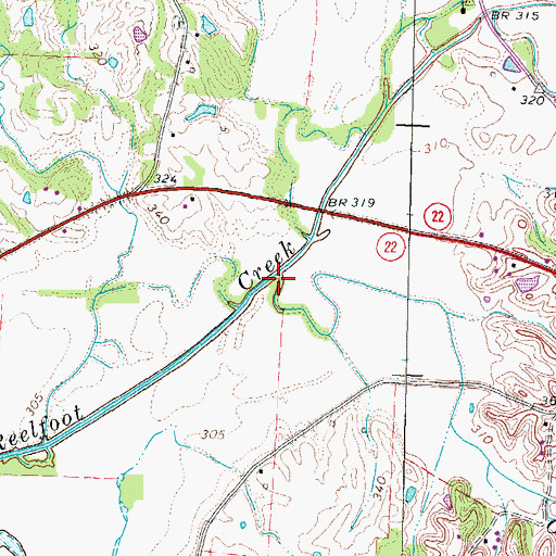 Topographic Map of Opossum Branch, TN