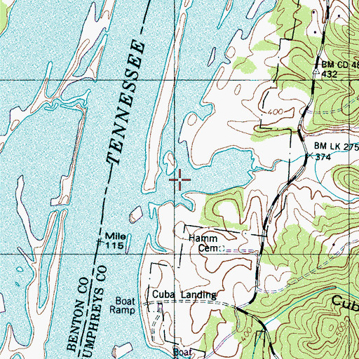 Topographic Map of Opossum Creek, TN