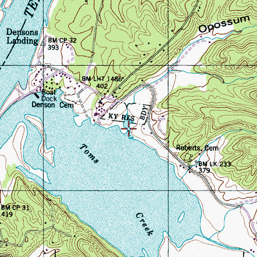 Topographic Map of Opossum Hollow, TN